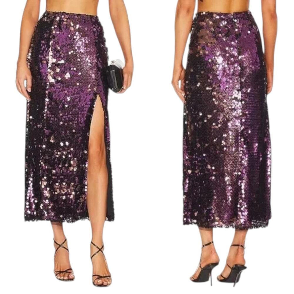 Free People Women’s Star Bright Sequin Maxi Skirt Lilac Purple Size 0 MSRP $198